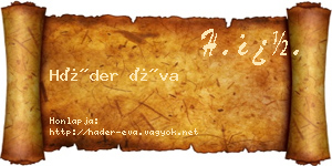 Háder Éva névjegykártya